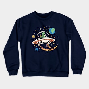 Alien looking for pizza Crewneck Sweatshirt